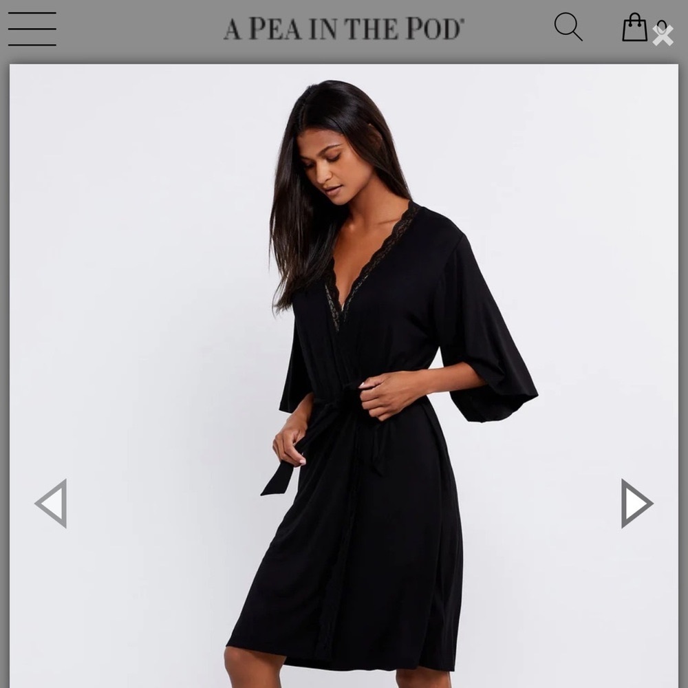 A Pea in the Pod, LACE TRIM MATERNITY ROBE & NURSING PAJAMA SET